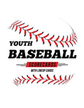 Youth Baseball Scorecards With Lineup Cards: 50 Scorecards For Baseball and Softball - Paperback