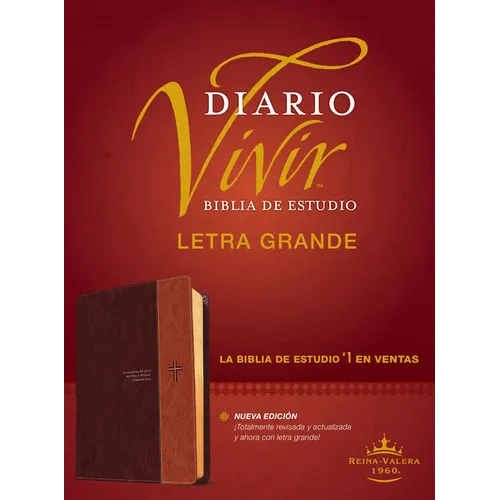 Biblia de Estudio del Diario Vivir Rvr60, Letra Grande (Letra Roja, Sentipiel, Café/Café Claro) - Imitation Leather