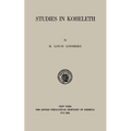 Studies in Kohelet - Paperback