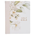 KJV Note-Taking Bible Faux Leather Hc Gray Floral Printed - Leather