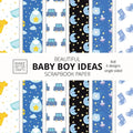 Beautiful Baby Boy Ideas Scrapbook Paper 8x8 Designer Baby Shower Scrapbook Paper Ideas for Decorative Art, DIY Projects, Homemade Crafts, Cool Nurser - Paperback