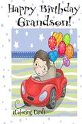 HAPPY BIRTHDAY GRANDSON! (Coloring Card): (Personalized Birthday Card for Boys!): Inspirational Birthday Messages & Images! - Paperback