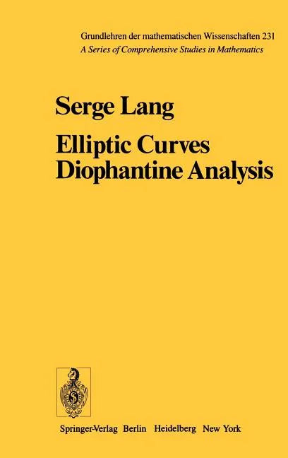 Elliptic Curves: Diophantine Analysis - Hardcover