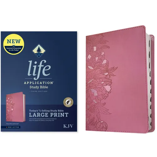 KJV Life Application Study Bible, Third Edition, Large Print (Leatherlike, Peony Pink, Indexed, Red Letter) - Imitation Leather