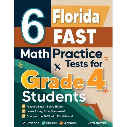 6 Florida FAST Grade 4 Math Practice Tests - Paperback