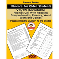 VC/CV Decodable Phonics Unit With Reading Comprehension, Fluency, Word Work and Games: Literacy for Older Students and Adults - Paperback
