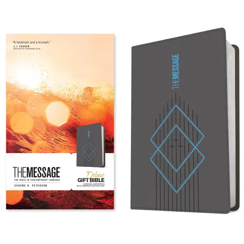The Message Deluxe Gift Bible (Leather-Look, Charcoal Ascension and Blue Diamonds): The Bible in Contemporary Language - Imitation Leather