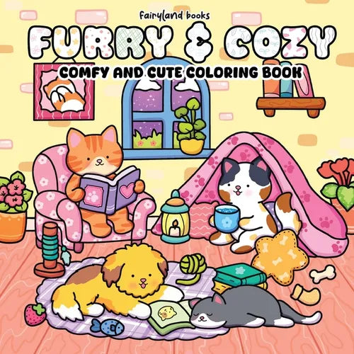 Furry & Cozy: Coloring Book for Adults and Teens Super Cute Animal Characters & Easy, Simple Designs for Relaxation - Paperback
