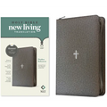 NLT Thinline Reference Zipper Bible, Filament Enabled (Leatherlike, Textured Cross Gray, Red Letter) - Imitation Leather