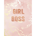 Girl Boss: Inspirational Quote Notebook, Pink Marble and Rose Gold Inlay - 8.5 x 11, 120 Wide Ruled Pages - Paperback