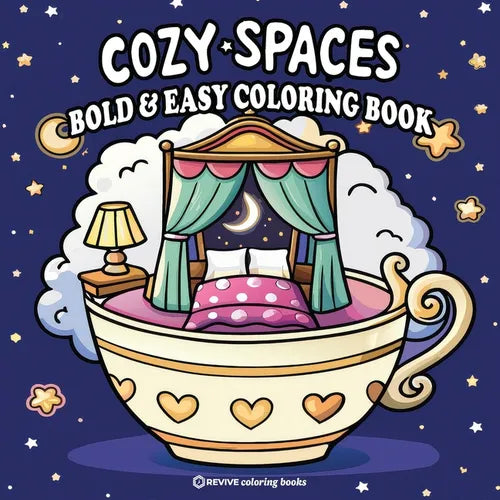 Bold & Easy Cozy Spaces Coloring Book: Charming and Comfy Designs for Stress Relief Coloring for Adults and Teens - Paperback