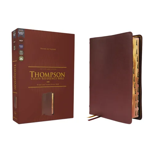 Nkjv, Thompson Chain-Reference Bible, Genuine Leather, Calfskin, Burgundy, Red Letter, Thumb Indexed, Comfort Print - Leather