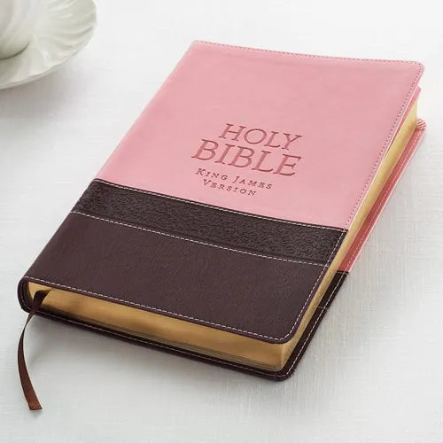 KJV Large Print Lux-Leather Brown/Pink - Imitation Leather
